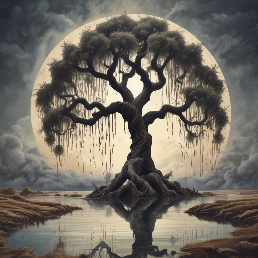 Enchanted Willow Art Print - Black and Gray
